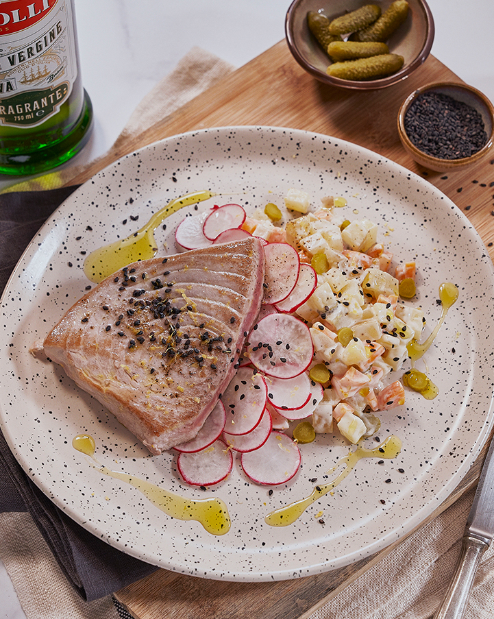 Red Tuna Fillet with Russian Salad | Bertolli Olive Oil