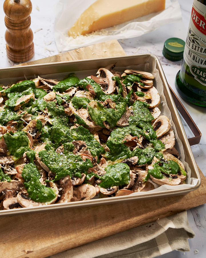 Mushroom Carpaccio and Creamed Spinach Au Gratin