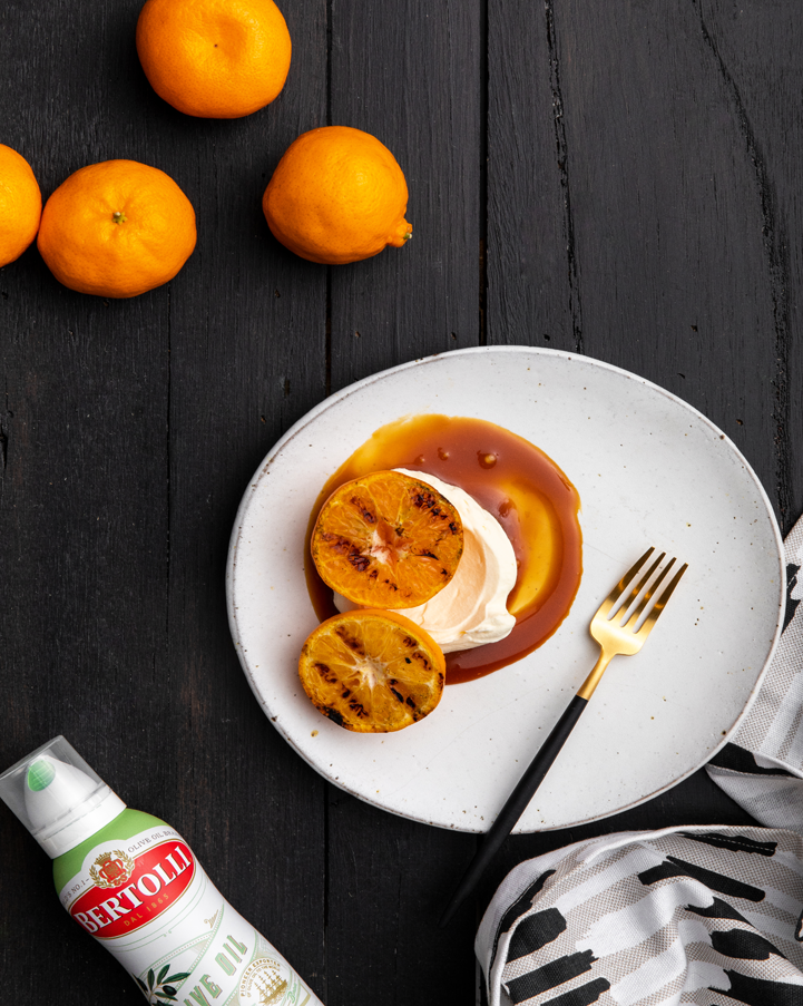 BBQ Mandarins with Gin Caramel & Mascarpone
