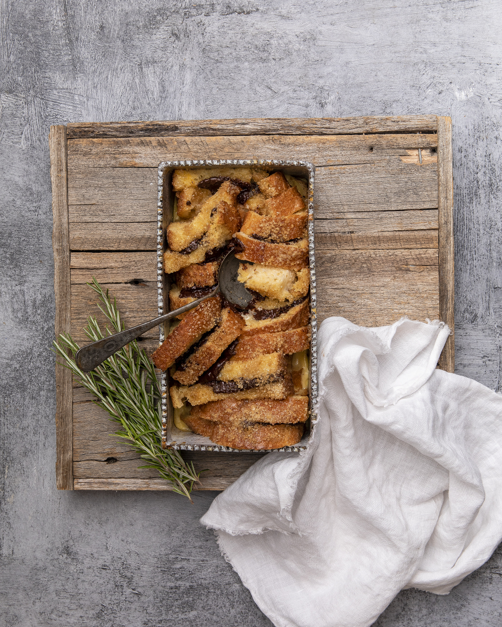 Chocolate and Rosemary Bread Pudding | Bertolli Olive Oil