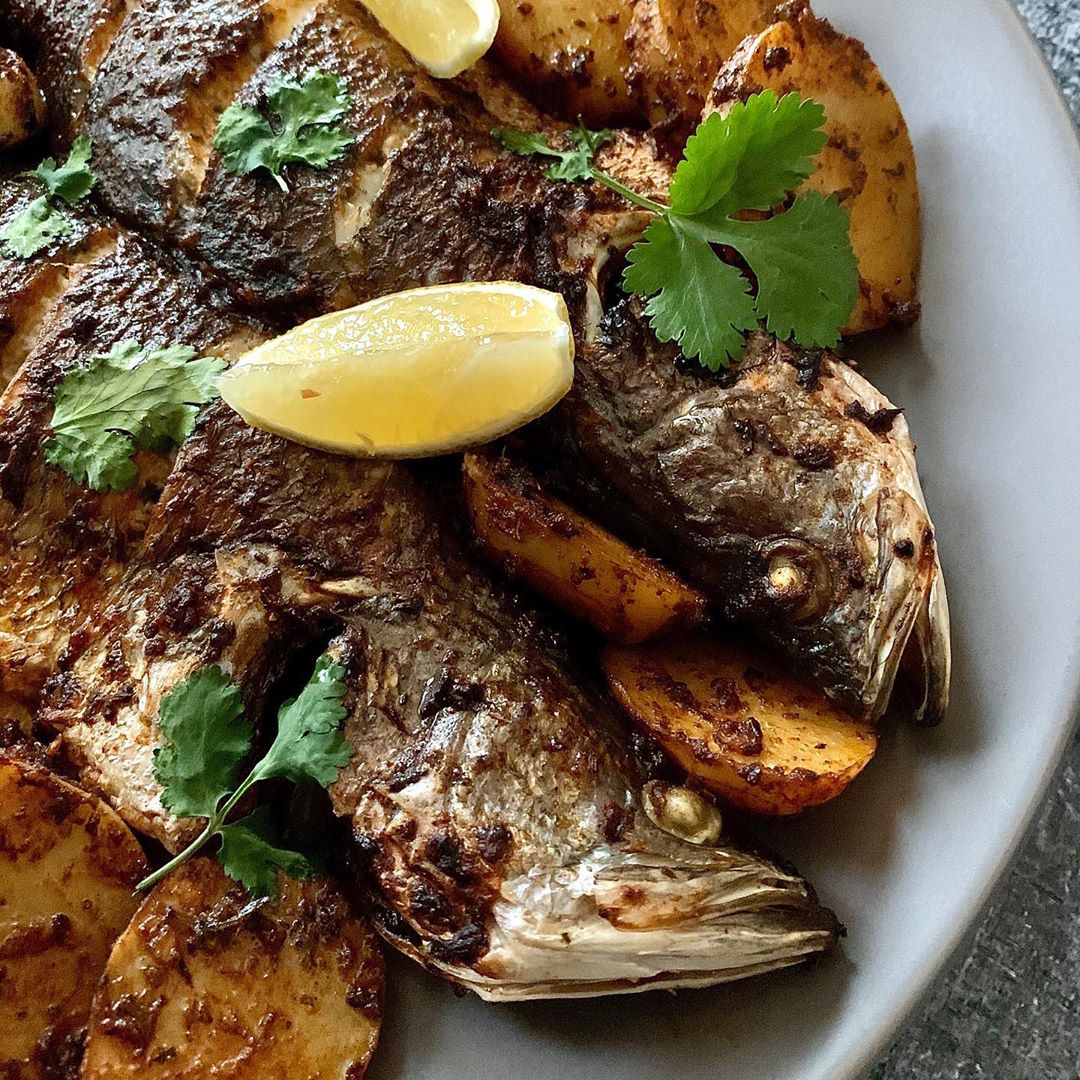 Baked Barramundi and Potatoes with Chermoula