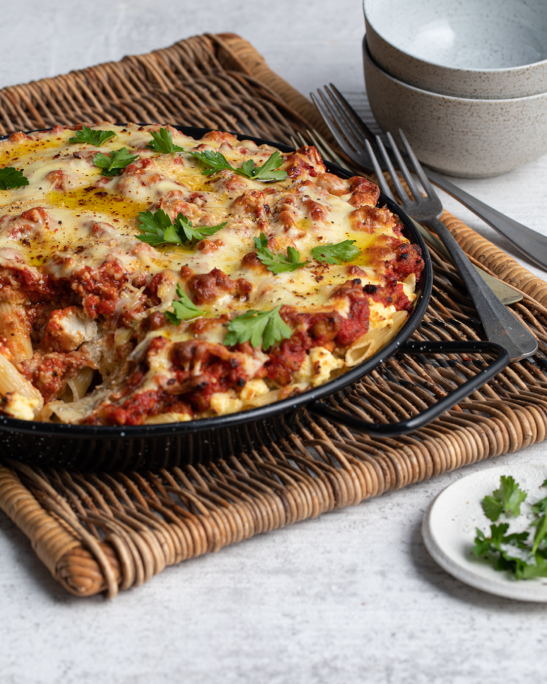 Artichoke, Sausage and Ricotta Mostaccioli