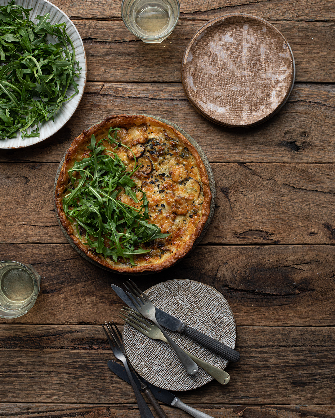 Mushroom, Silverbeet and Gruyere Quiche