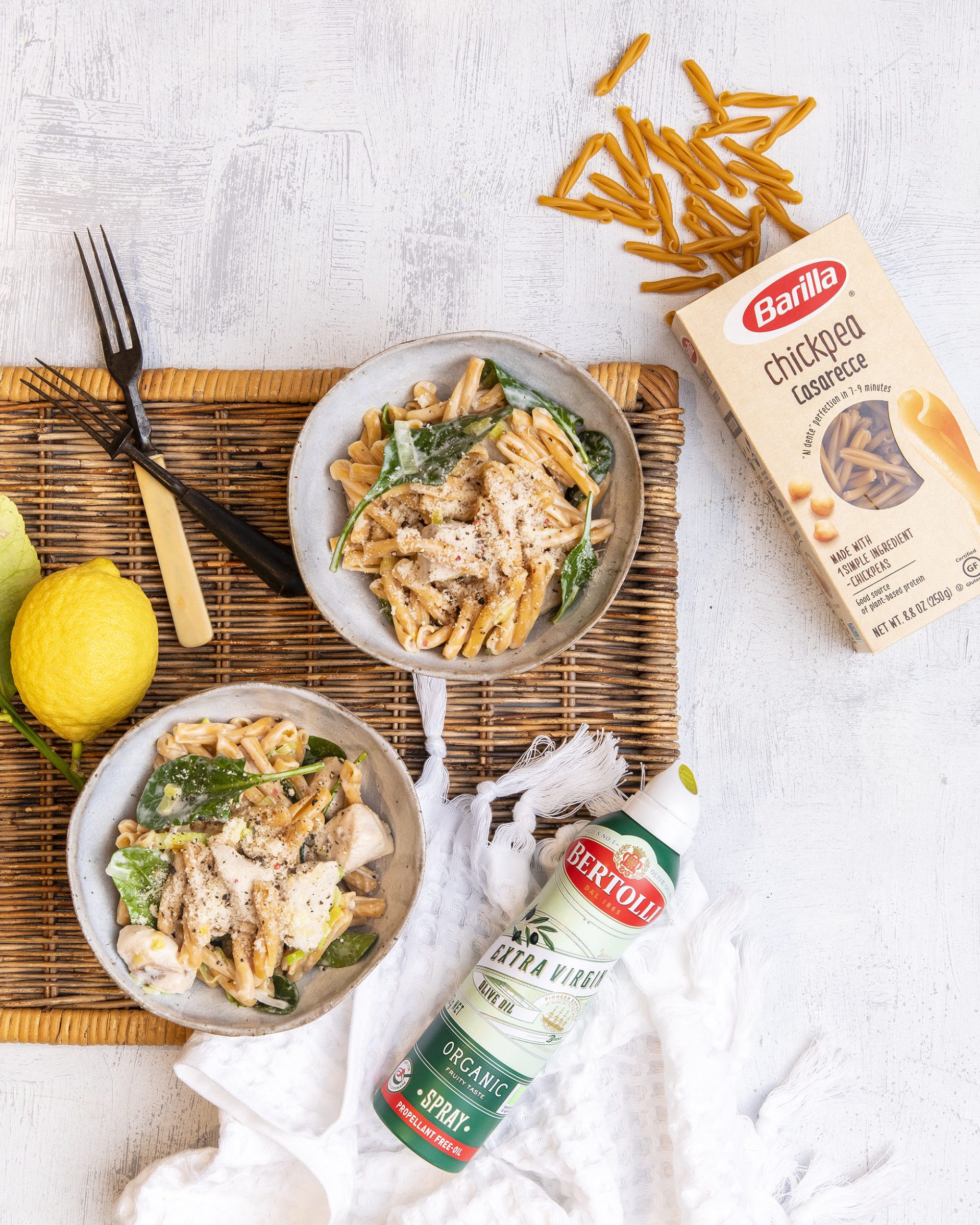 Lemon Chicken & Caper Chickpea Casarecce