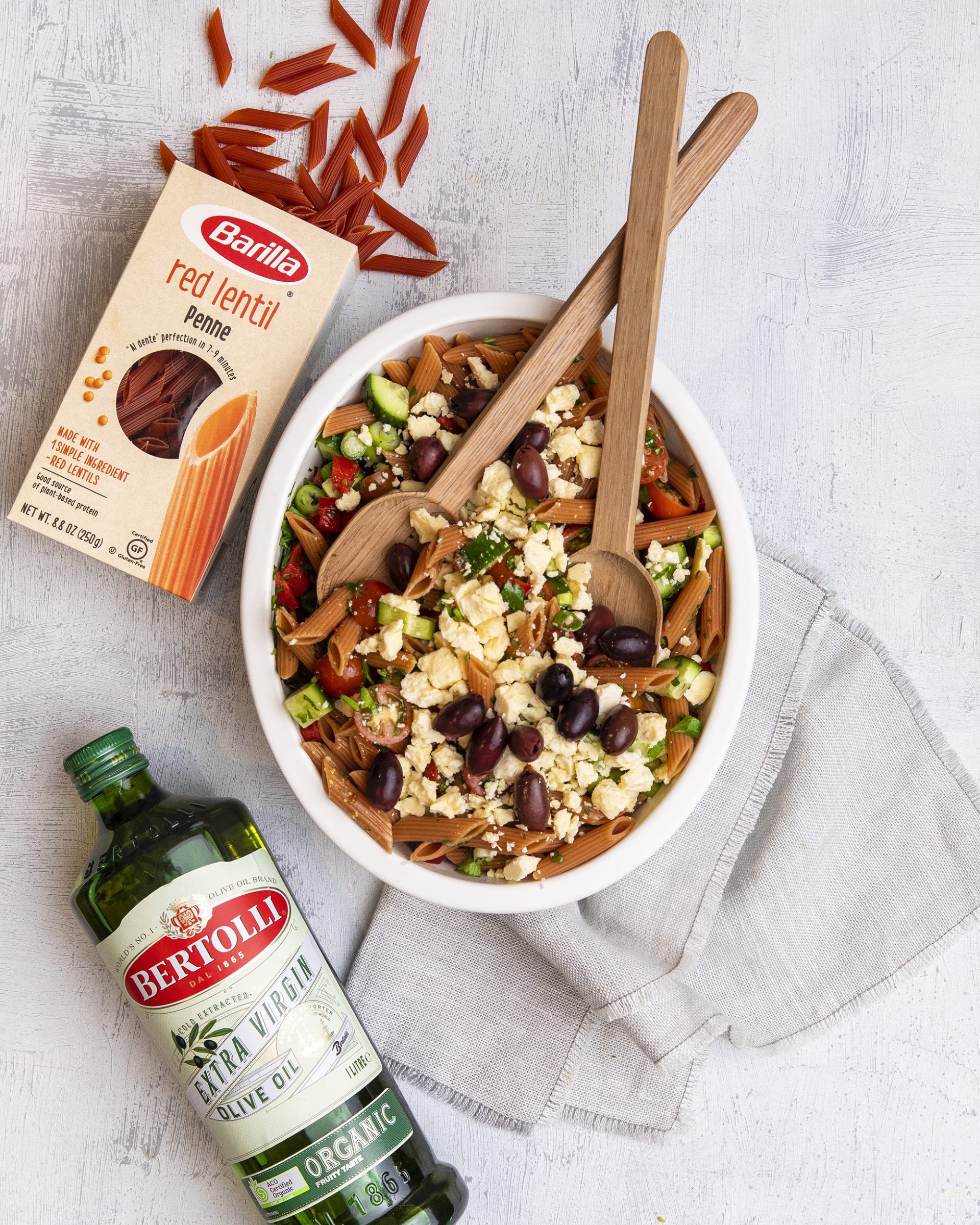 Red Lentil Mediterranean Pasta Salad | Bertolli Olive Oil