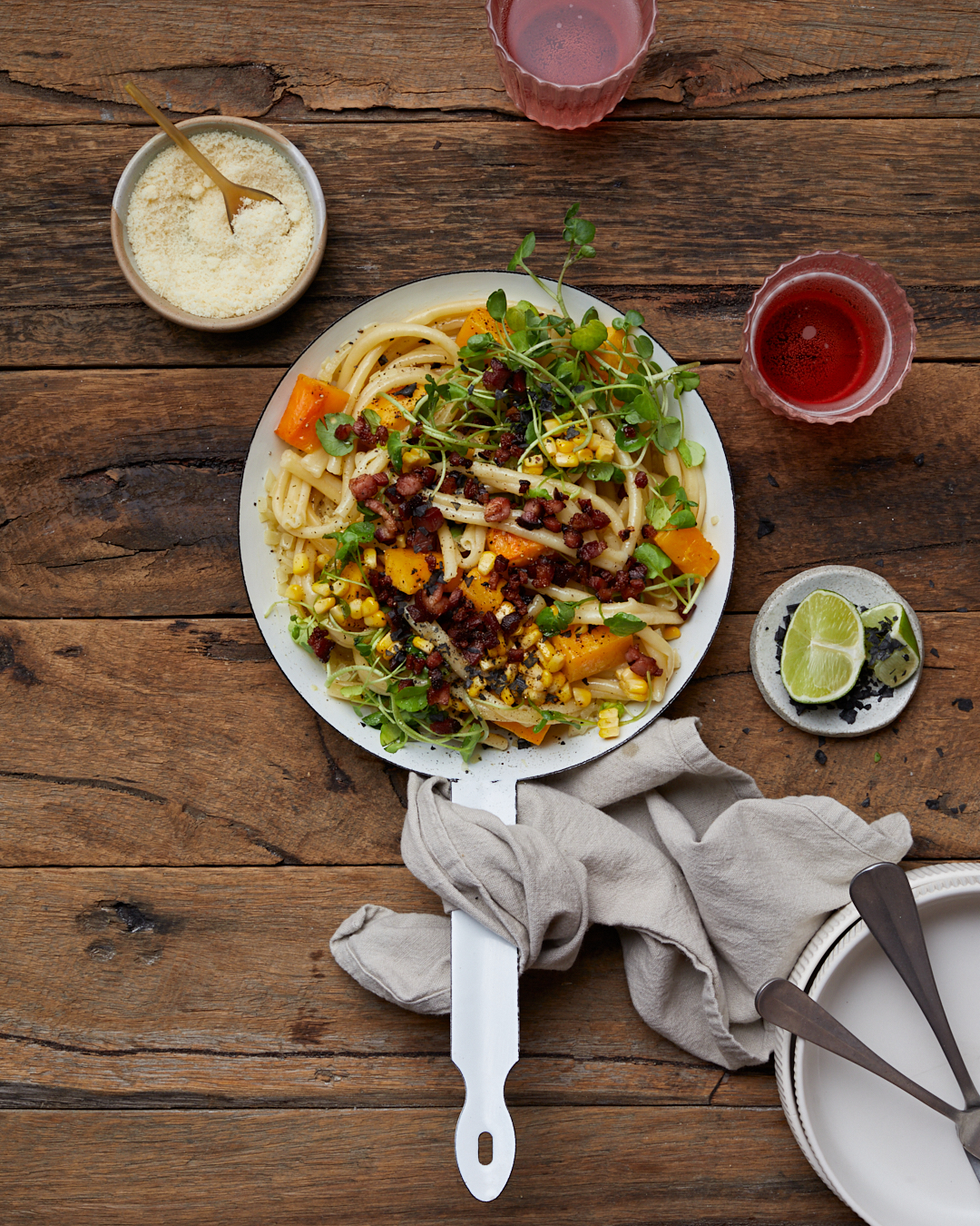 Roast Pumpkin and Corn Strozzapreti with Smoky Pork Crumb